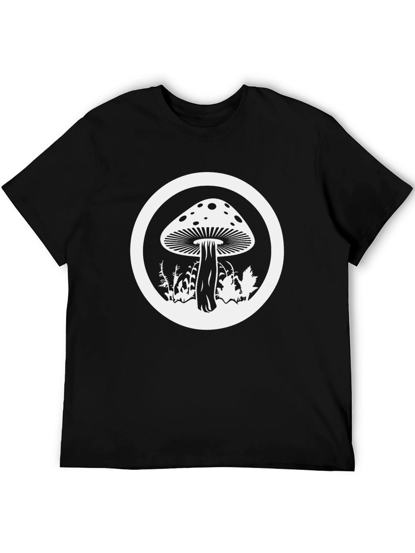 Mushroom Circle Graphic Tee - Unisex Black T-Shirt