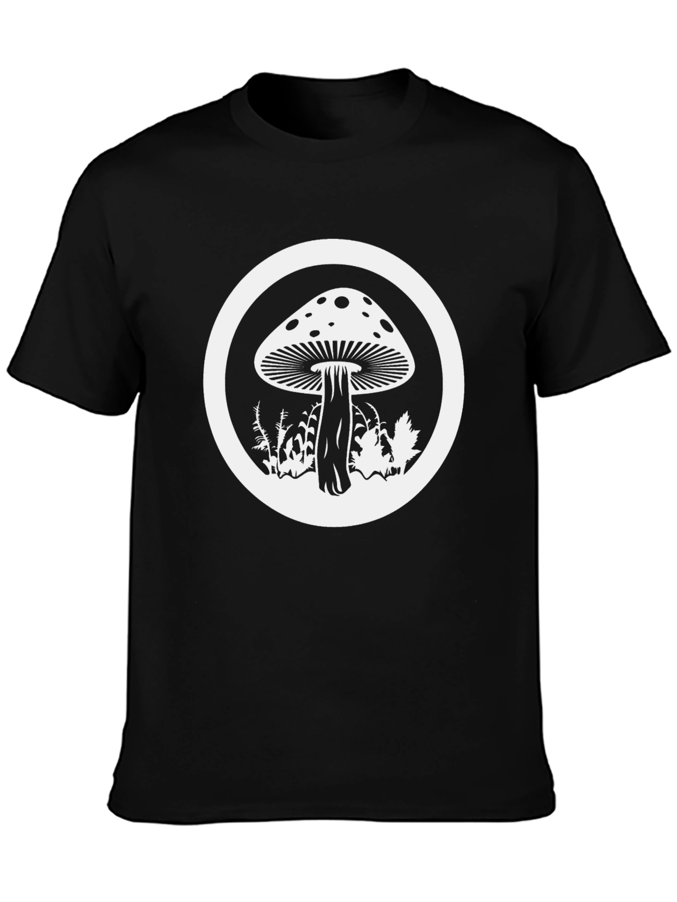 Mushroom Circle Graphic Tee - Unisex Black T-Shirt