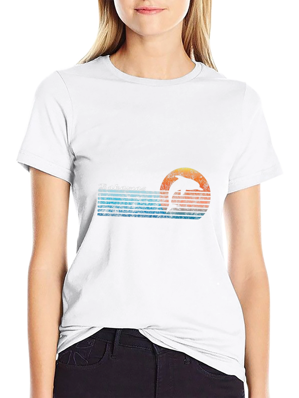 Bahamas Dolphin Retro Style Graphic T-Shirt