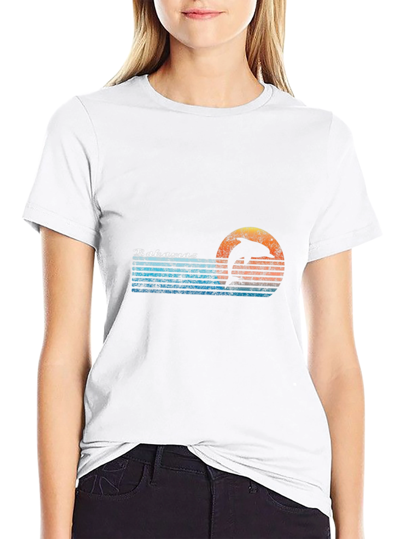 Bahamas Dolphin Retro Style Graphic T-Shirt