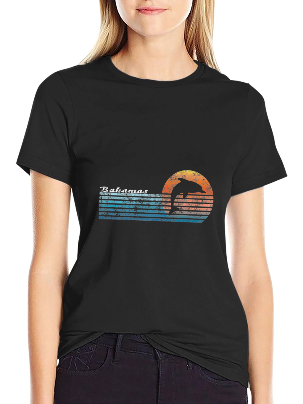 Bahamas Dolphin Retro Style Graphic T-Shirt