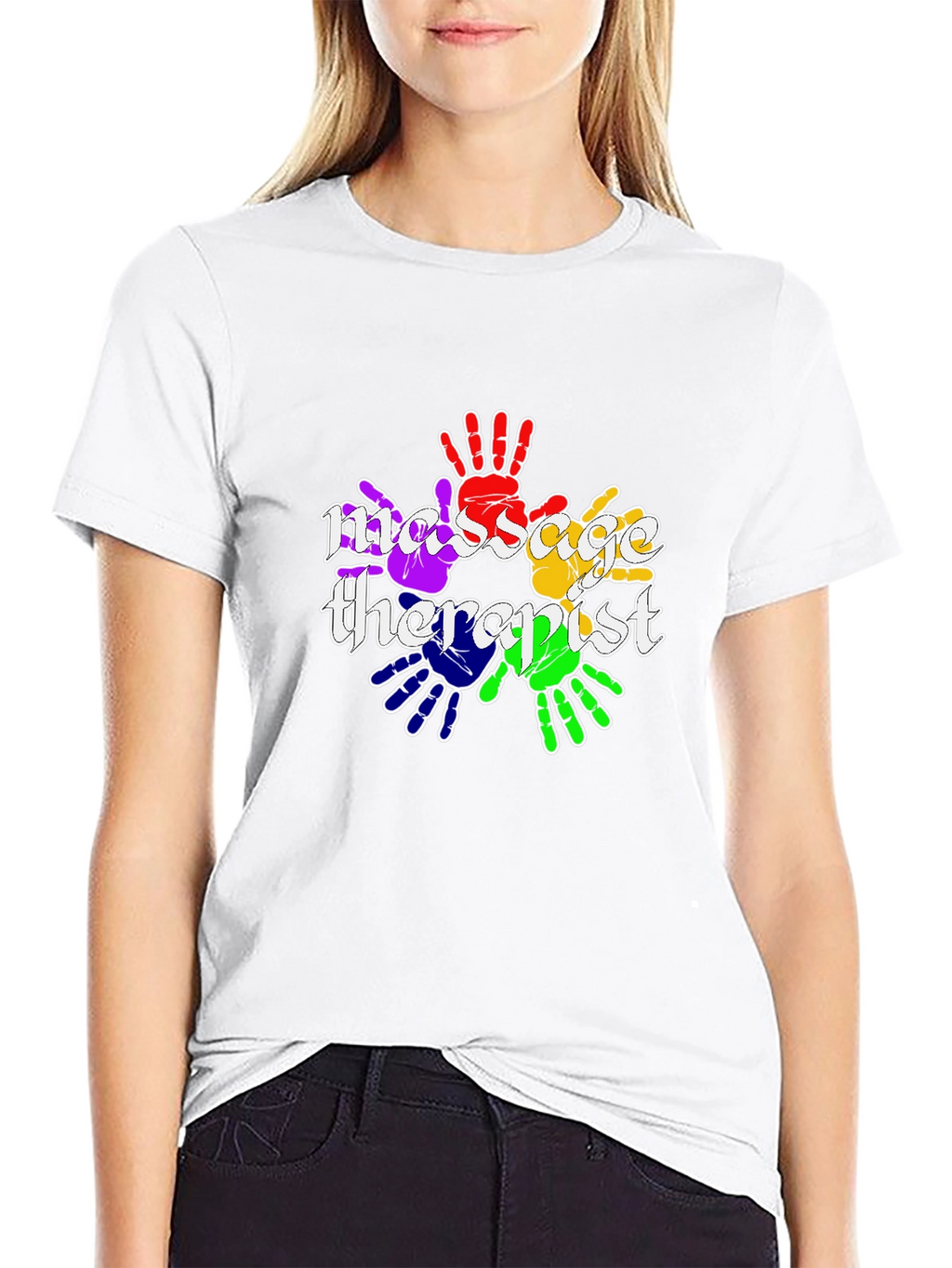 Massage Therapist Rainbow Handprint T-Shirt