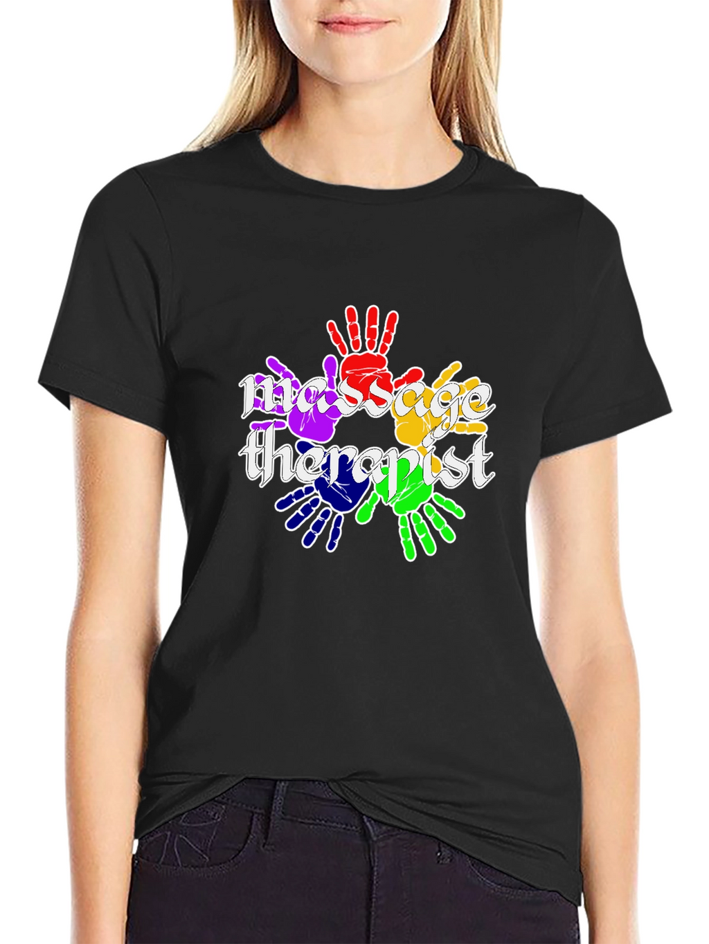 Massage Therapist Rainbow Handprint T-Shirt