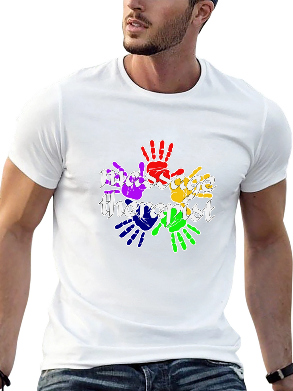 Massage Therapist Rainbow Handprint T-Shirt