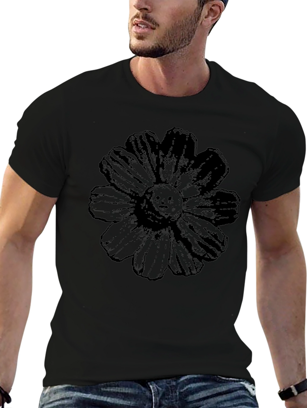 Black Floral Graphic Tee - Unique Statement Shirt