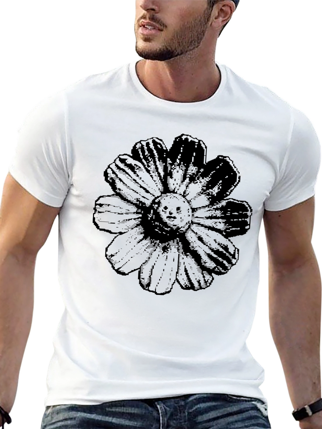 Black Floral Graphic Tee - Unique Statement Shirt