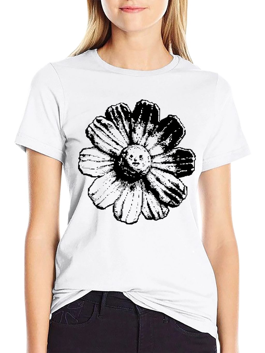 Black Floral Graphic Tee - Unique Statement Shirt