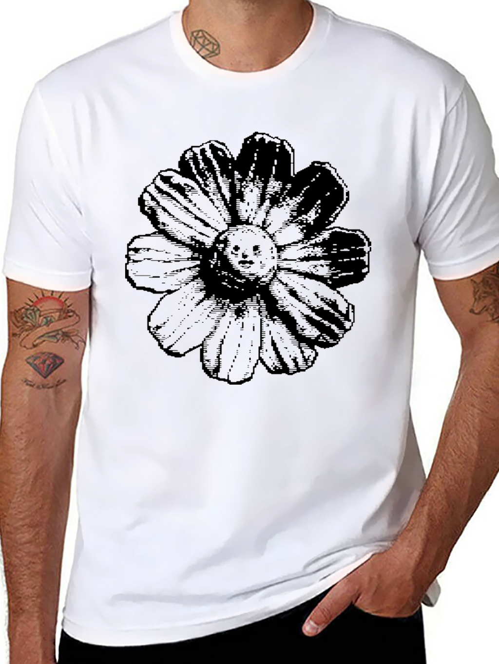 Black Floral Graphic Tee - Unique Statement Shirt