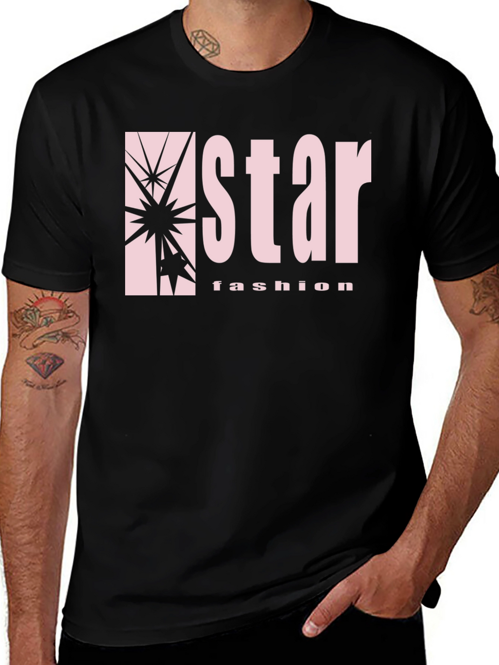 Star Fashion Black Graphic Tee