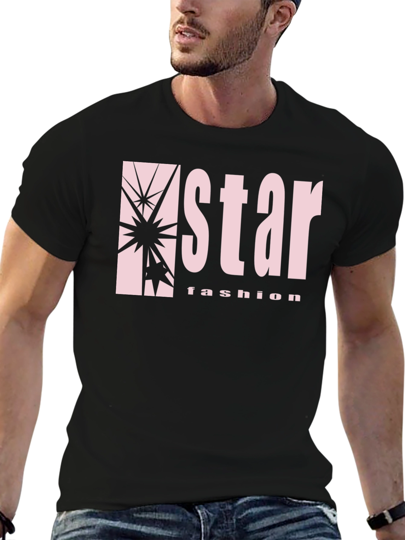 Star Fashion Black Graphic Tee