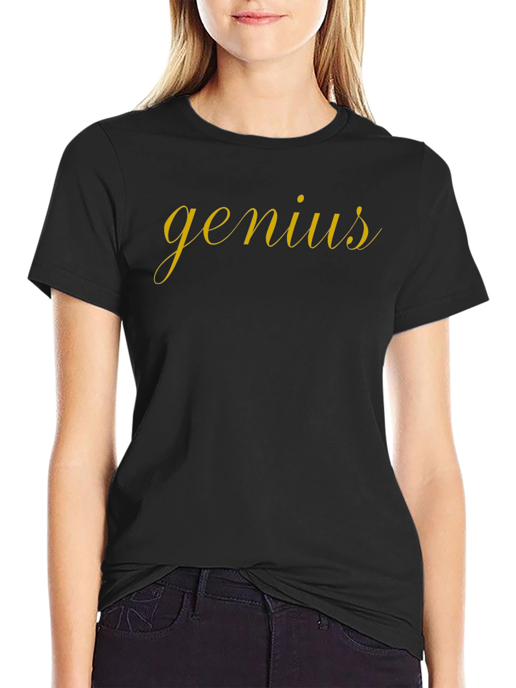Genius Script Tee - Stylish Black T-Shirt