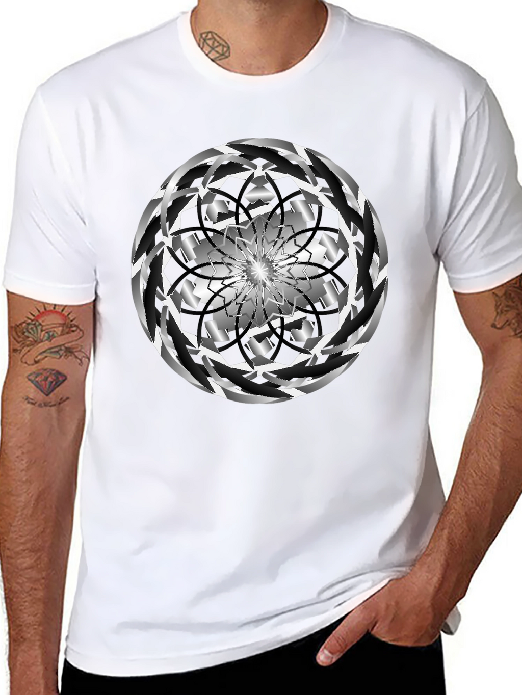 Abstract Swirl Graphic Black Tee