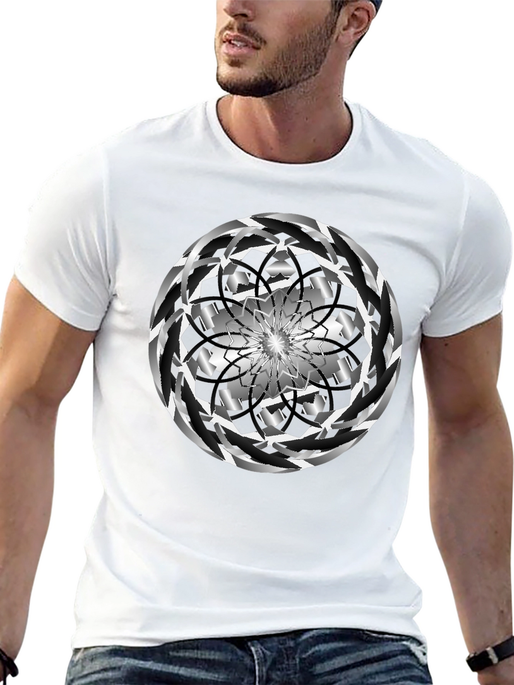 Abstract Swirl Graphic Black Tee