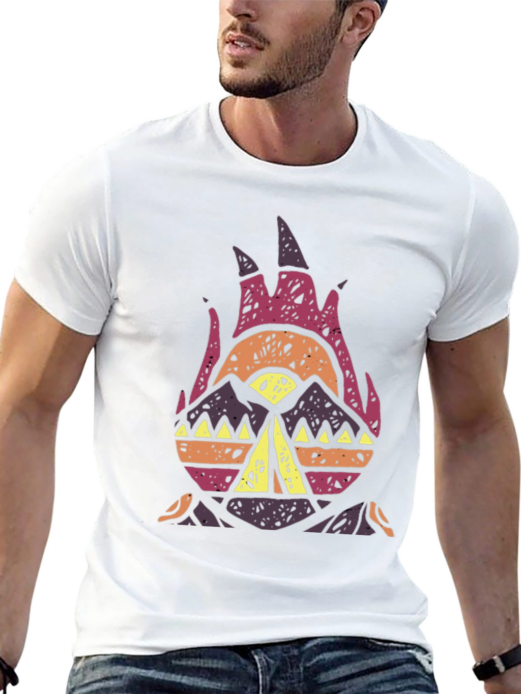 Tribal Campfire Graphic Tee - Black