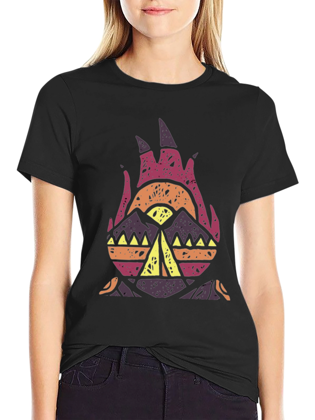 Tribal Campfire Graphic Tee - Black