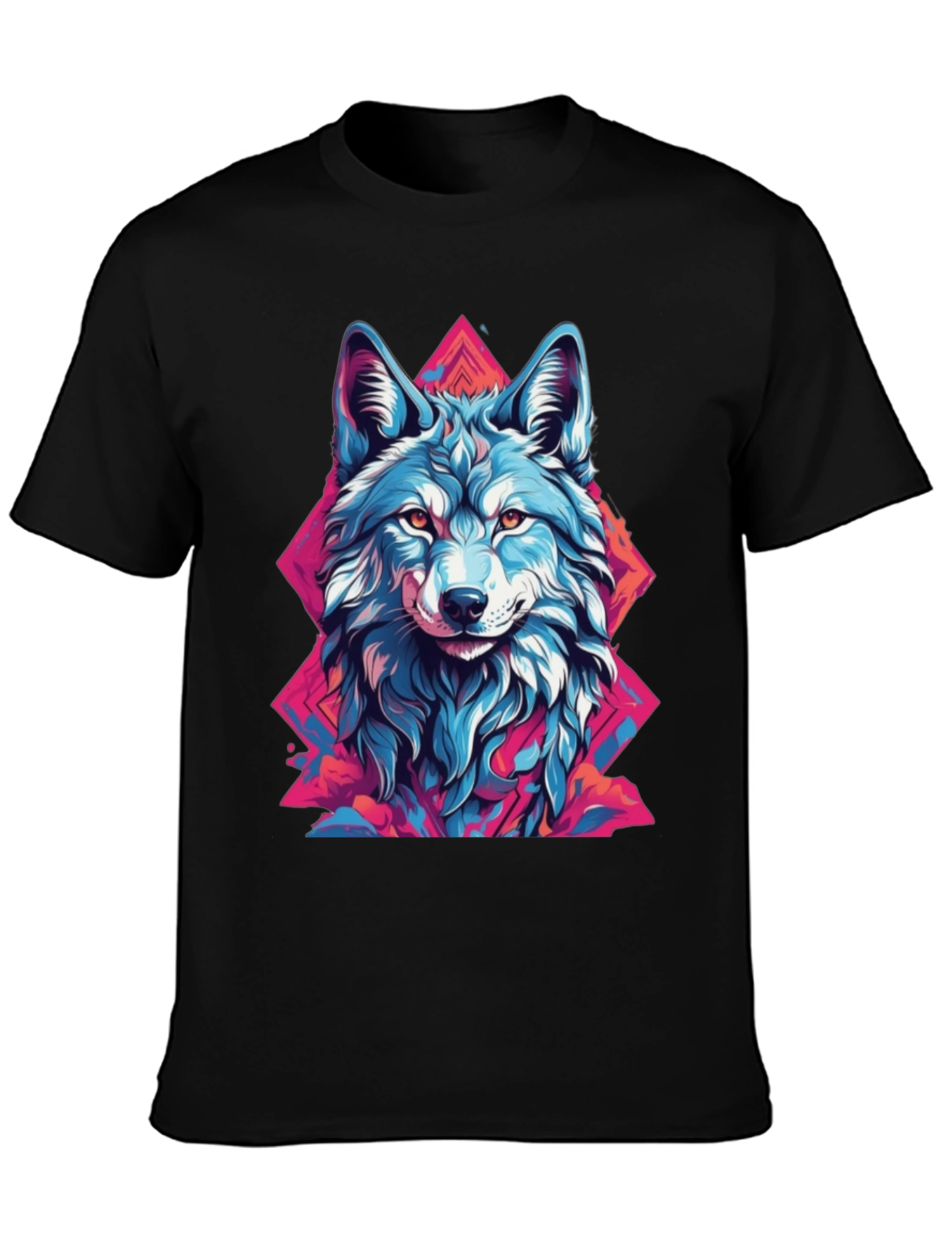 Abstract Wolf Graphic Tee - Mens Black T-Shirt