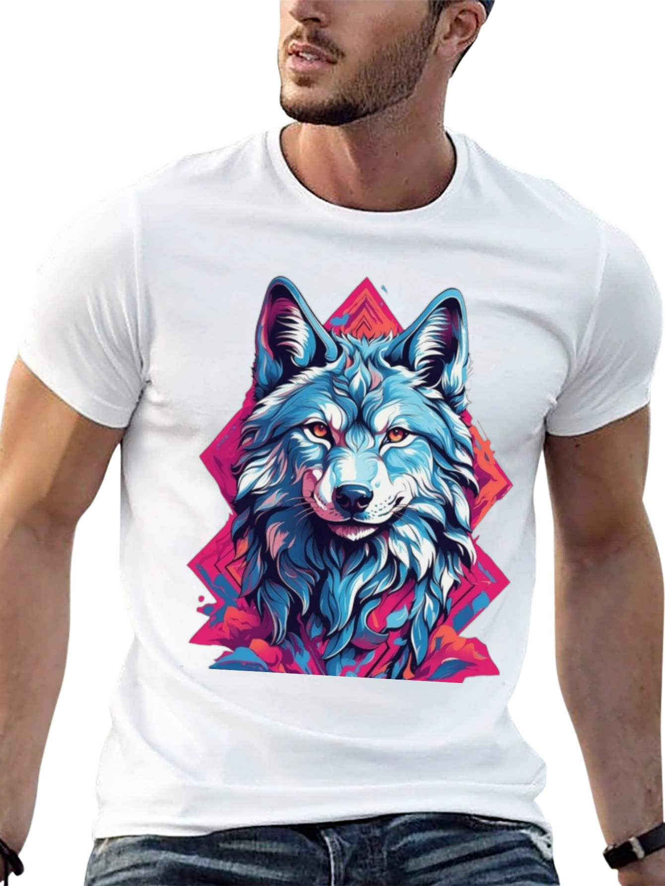 Abstract Wolf Graphic Tee - Mens Black T-Shirt