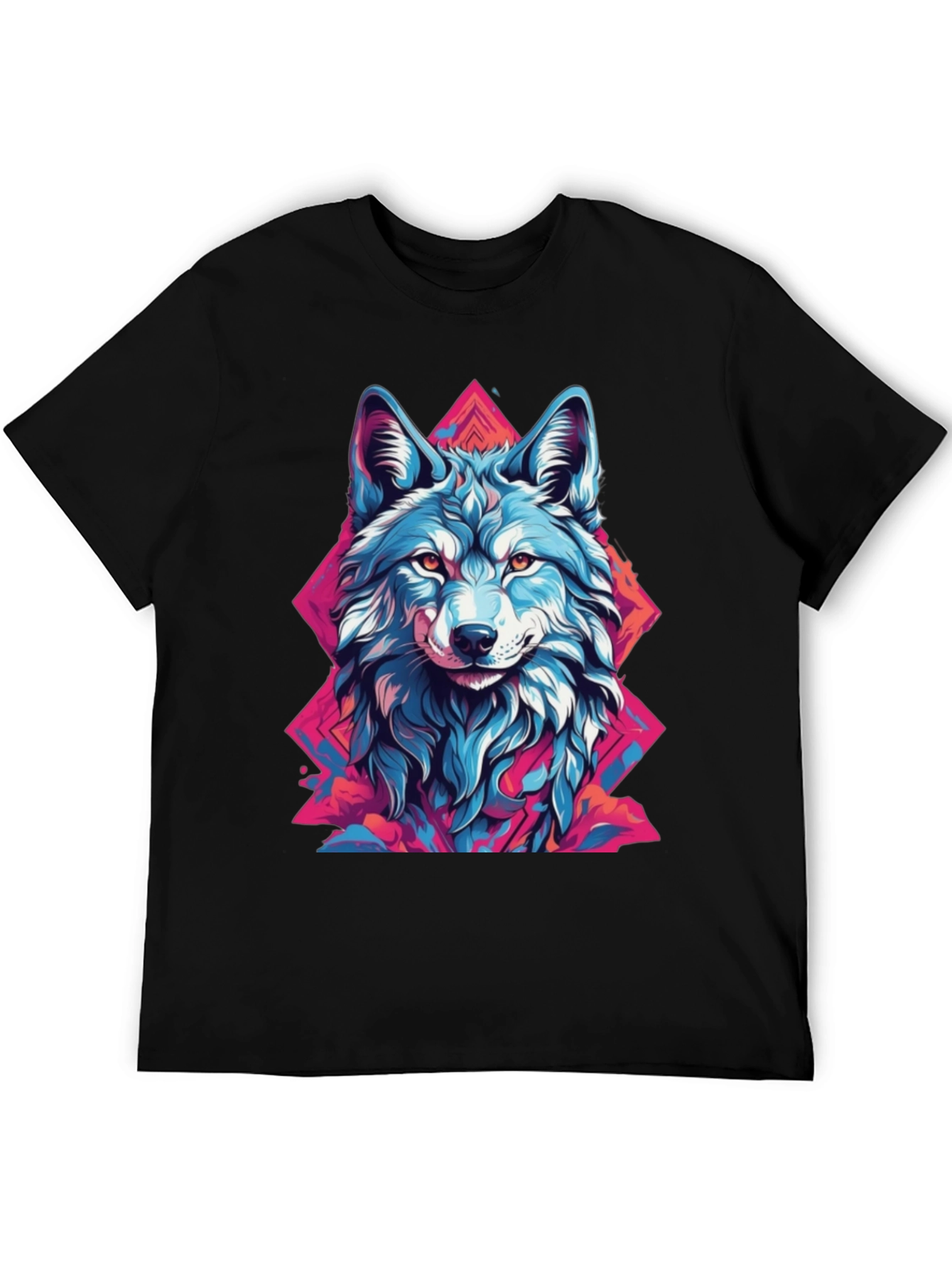 Abstract Wolf Graphic Tee - Mens Black T-Shirt
