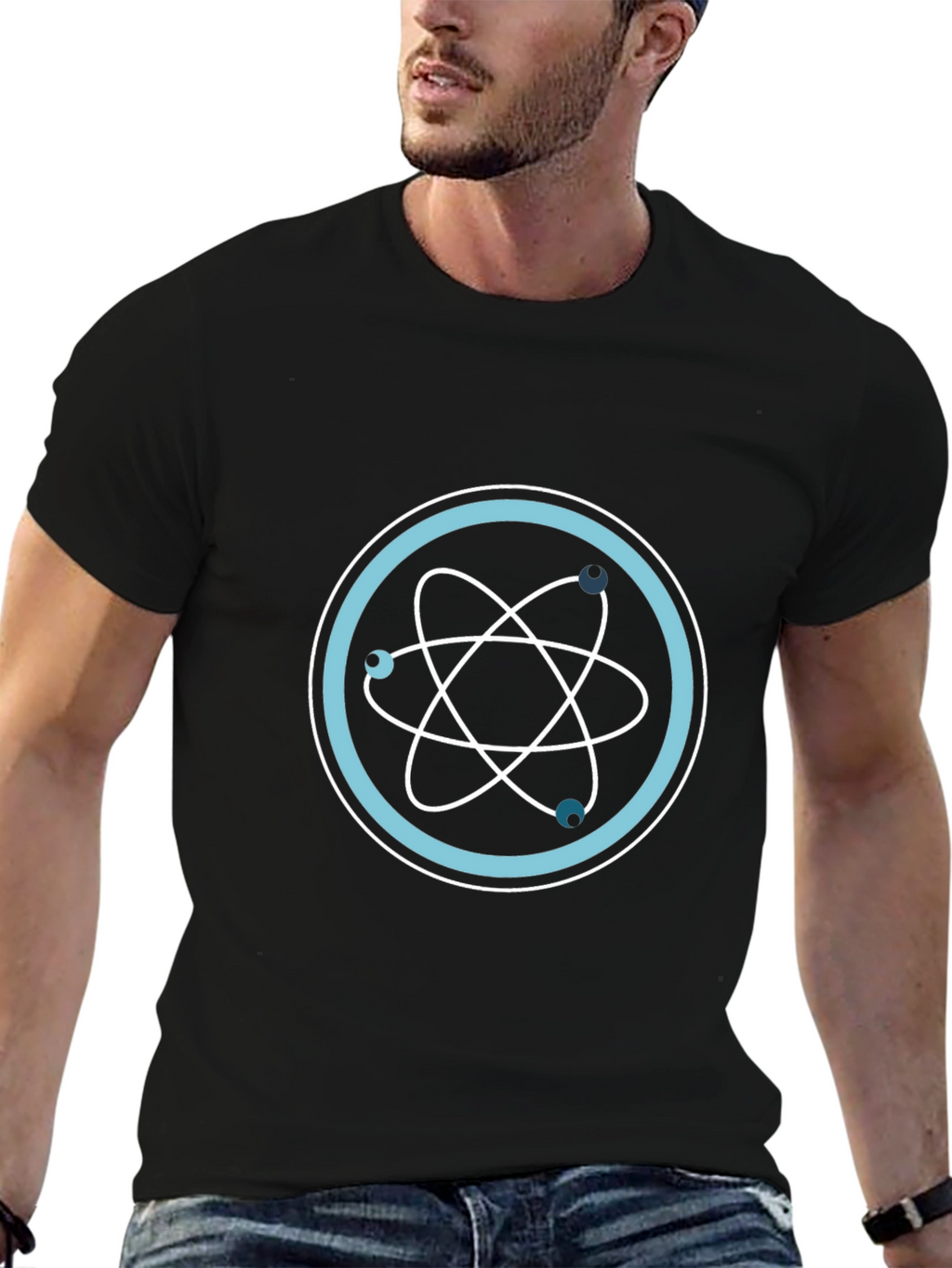Science Atom Design Black T-Shirt