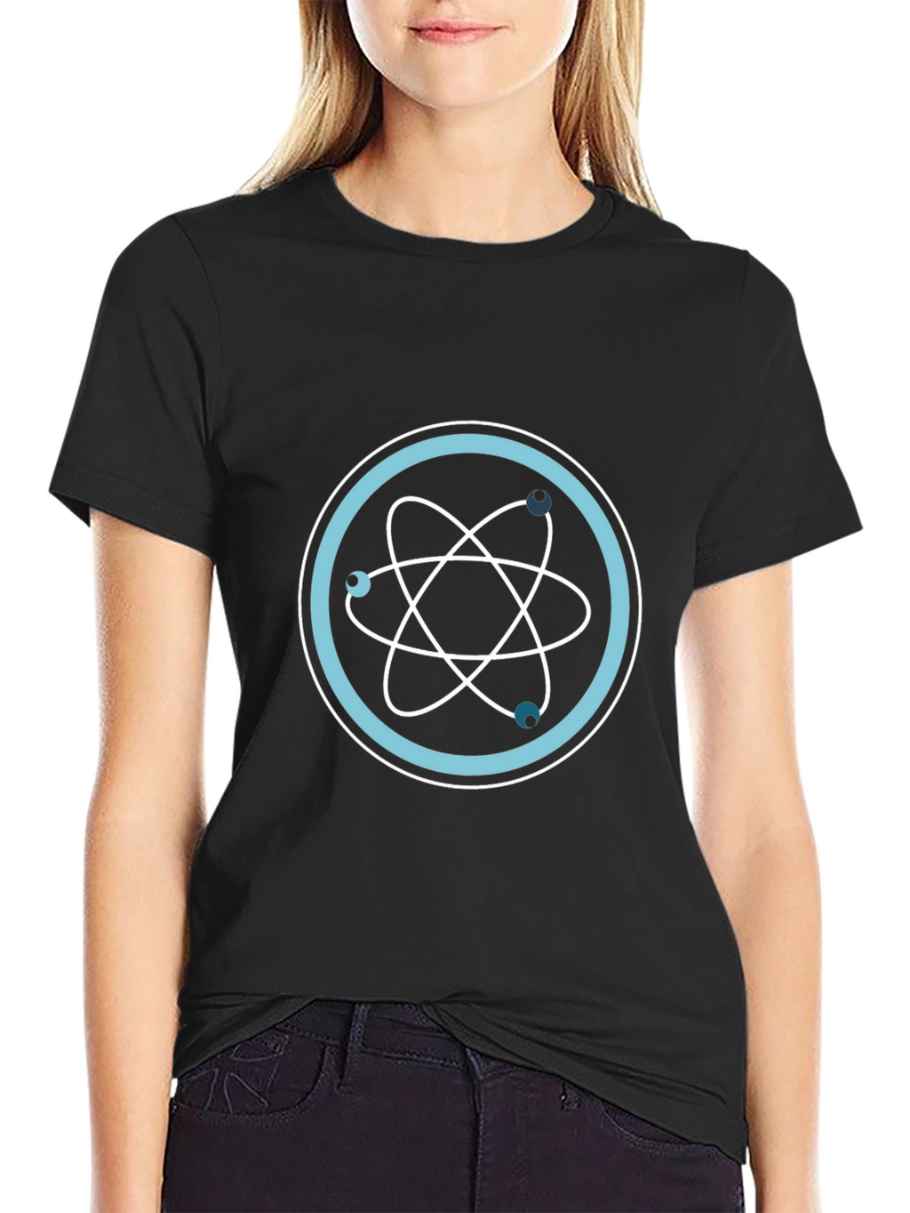Science Atom Design Black T-Shirt