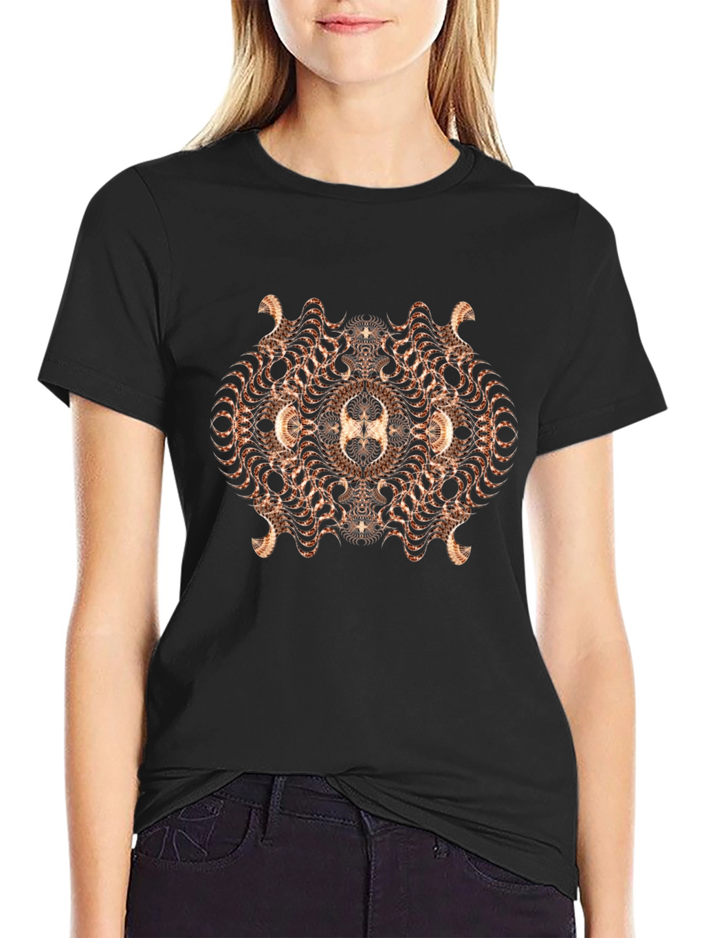 Abstract Fractal Graphic T-Shirt - Black