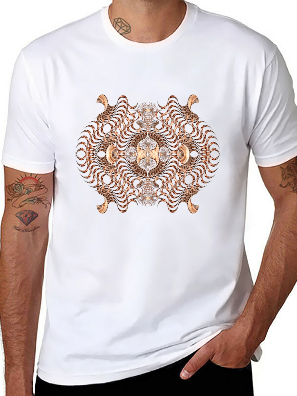 Abstract Fractal Graphic T-Shirt - Black