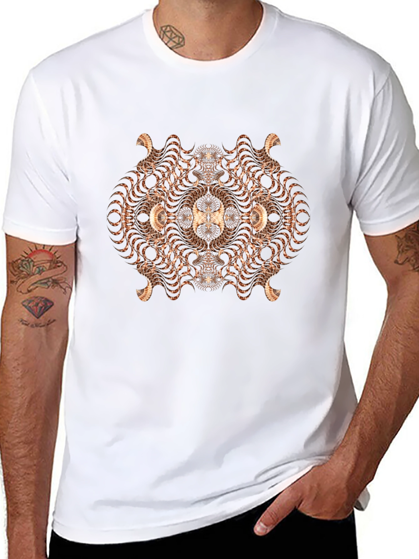 Abstract Fractal Graphic T-Shirt - Black