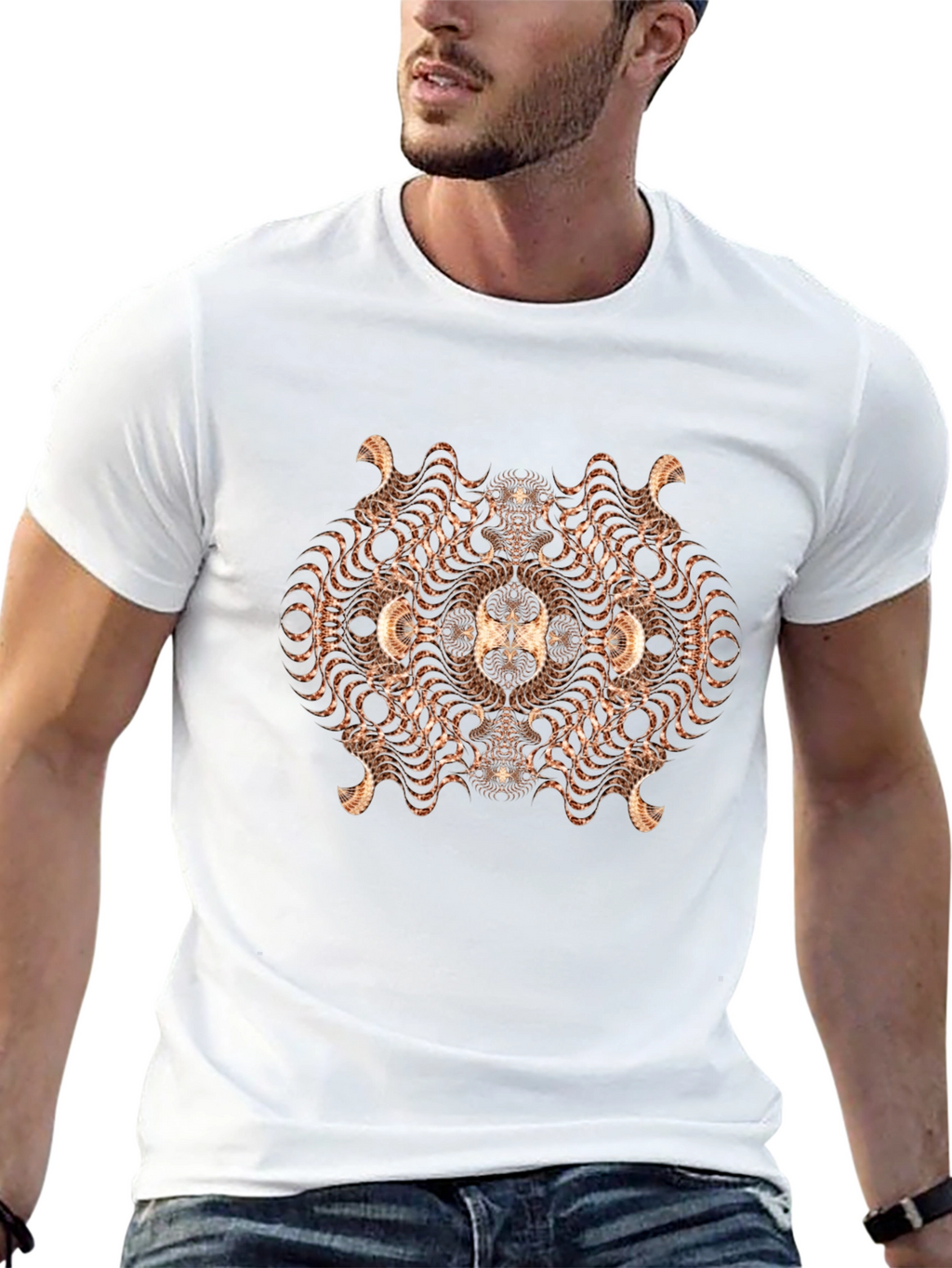Abstract Fractal Graphic T-Shirt - Black