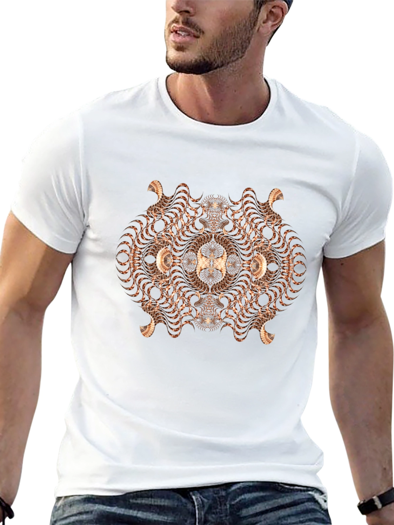Abstract Fractal Graphic T-Shirt - Black