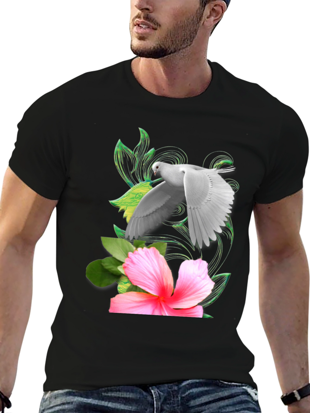 Dove & Hibiscus Graphic T-Shirt