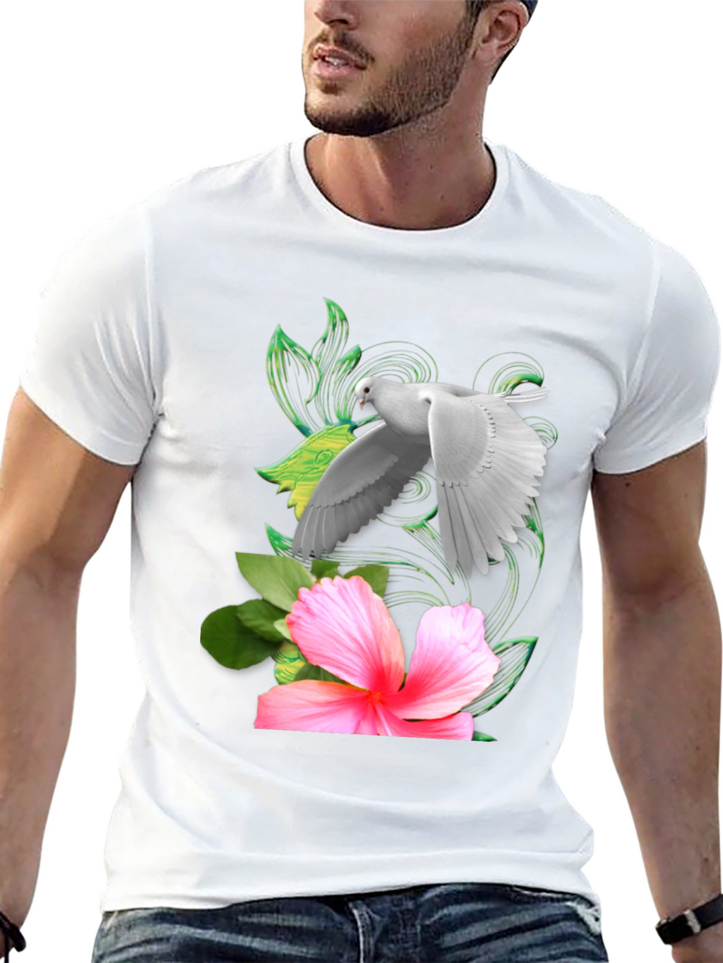 Dove & Hibiscus Graphic T-Shirt