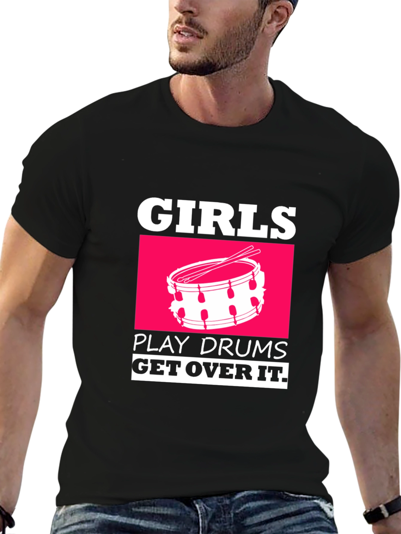 Girls Play Drums T-Shirt - Get Over It Funny Tee