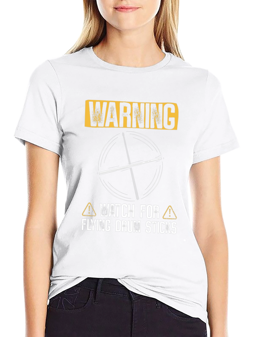 Warning Flying Drum Sticks Graphic Tee