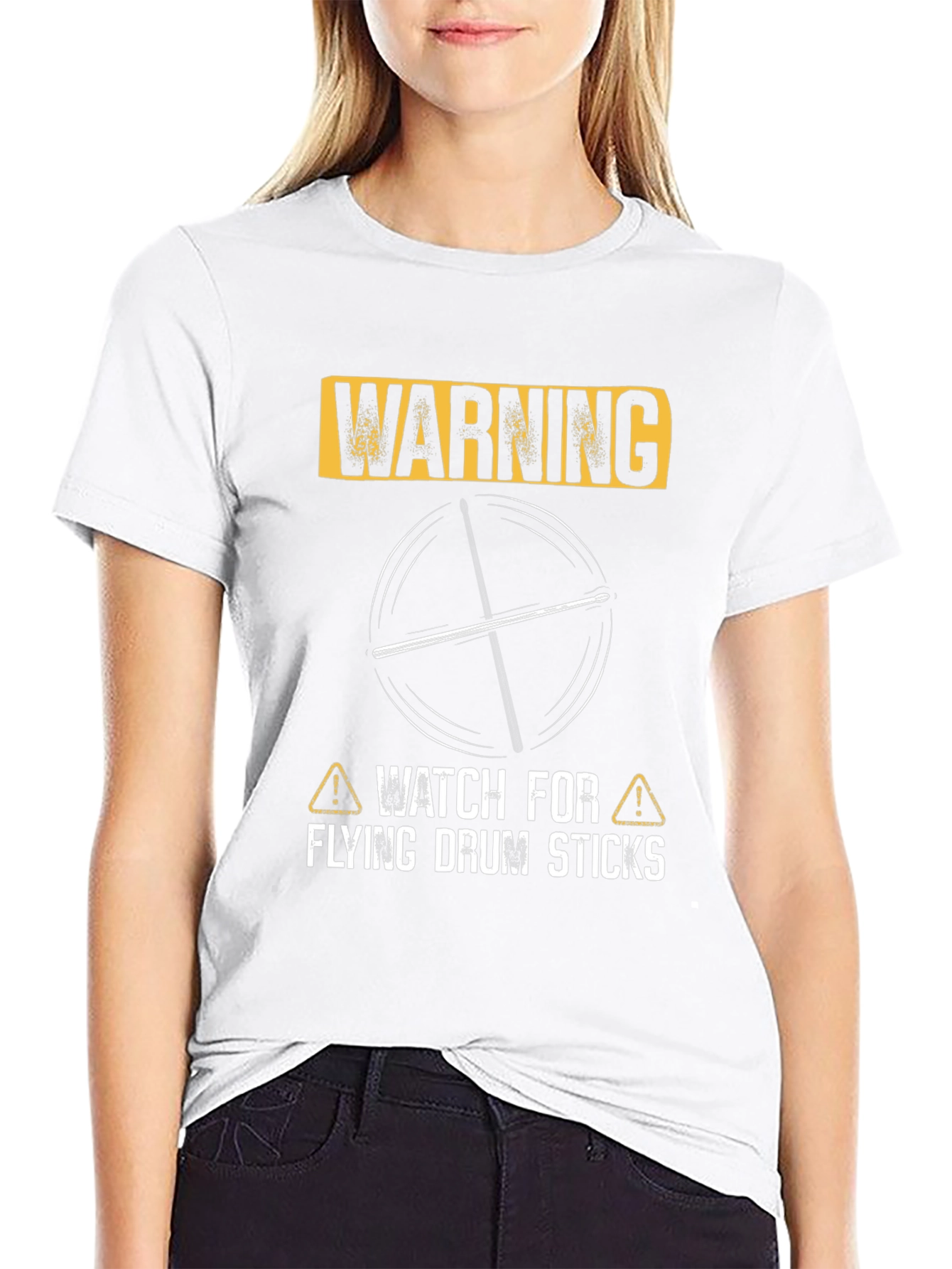 Warning Flying Drum Sticks Graphic Tee
