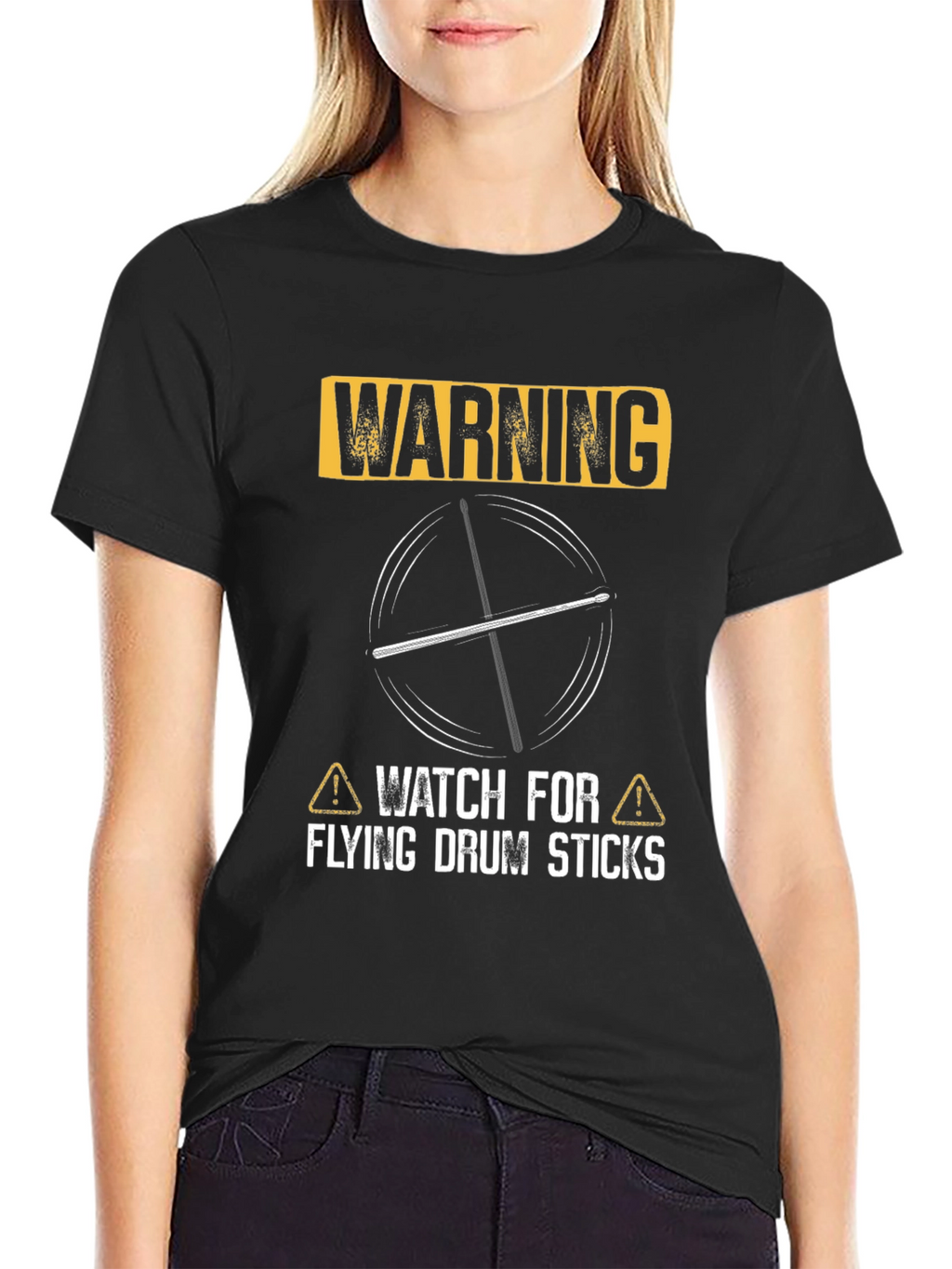 Warning Flying Drum Sticks Graphic Tee