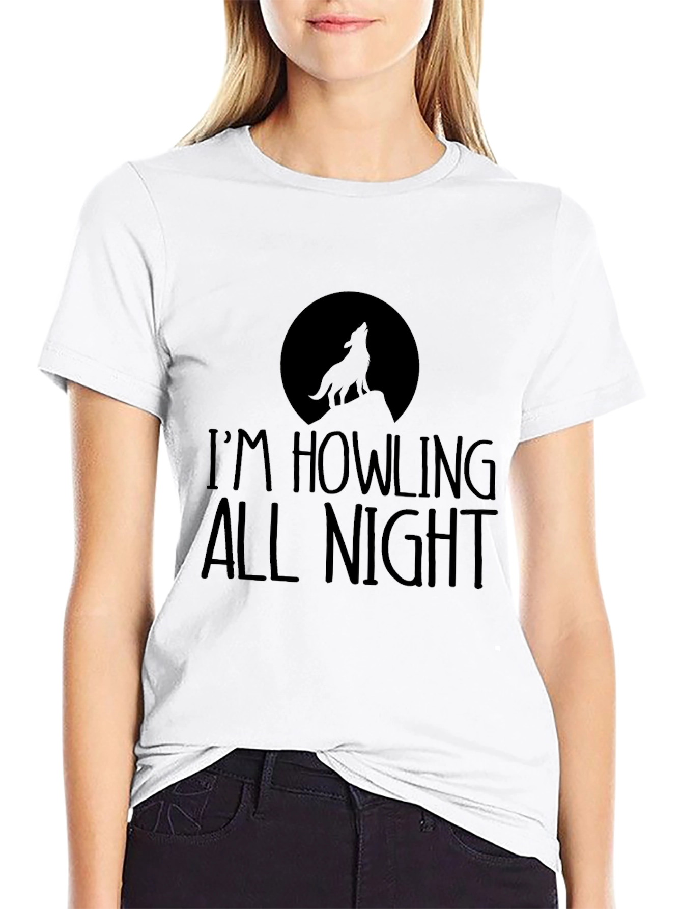 Im Howling All Night T-Shirt Black Wolf Moon Tee