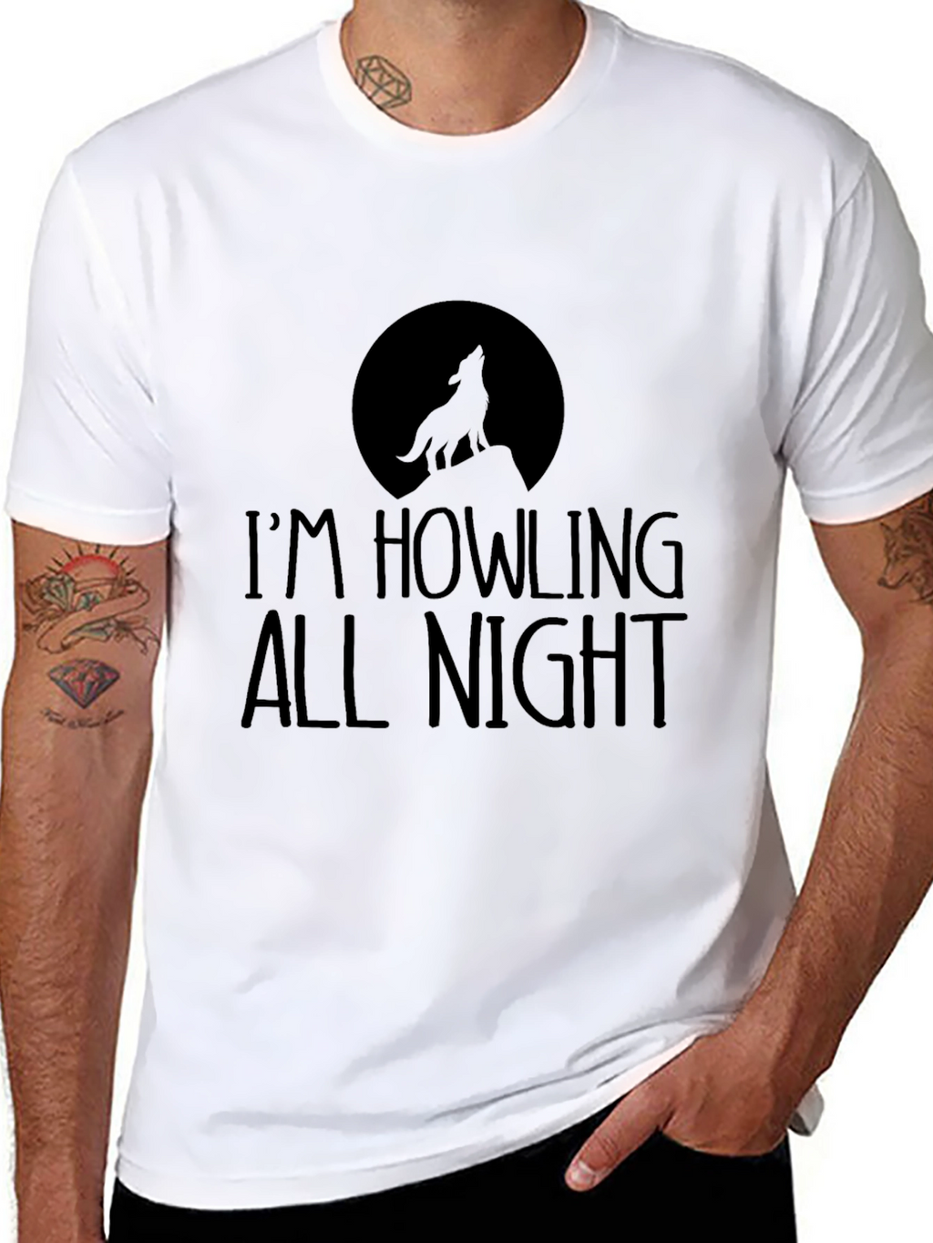 Im Howling All Night T-Shirt Black Wolf Moon Tee