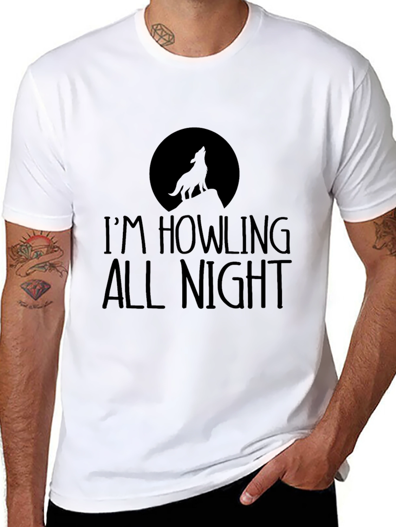 Im Howling All Night T-Shirt Black Wolf Moon Tee
