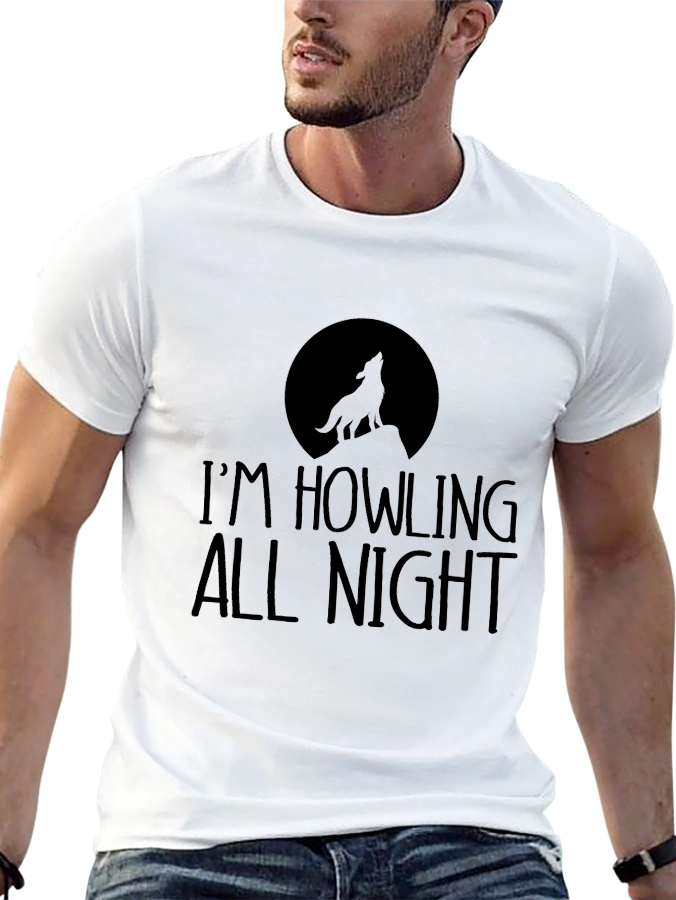 Im Howling All Night T-Shirt Black Wolf Moon Tee