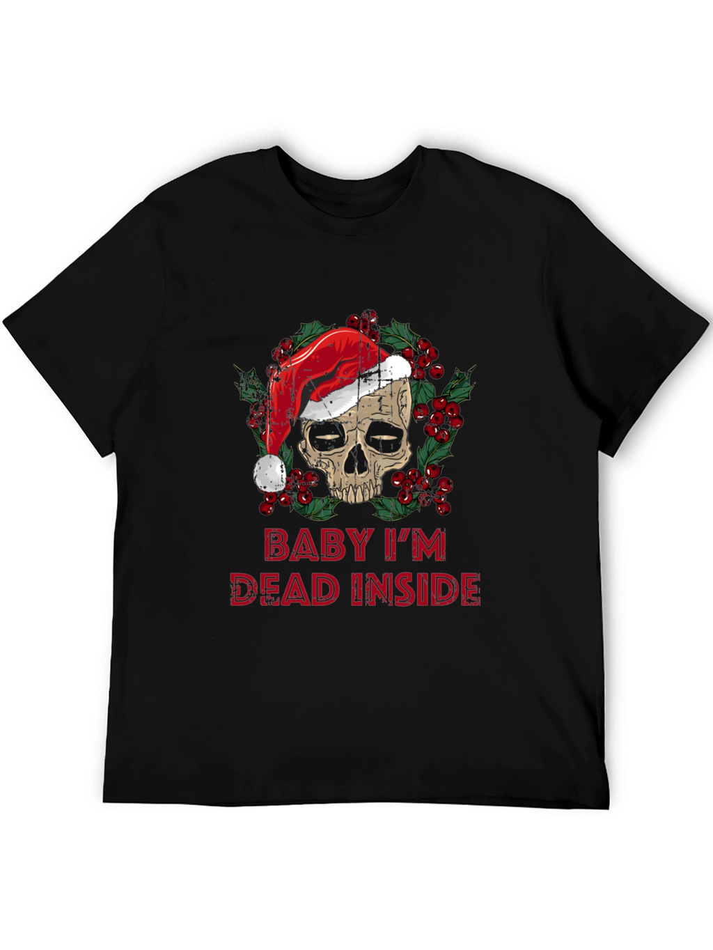 Baby Im Dead Inside Skull Santa Hat Graphic Tee