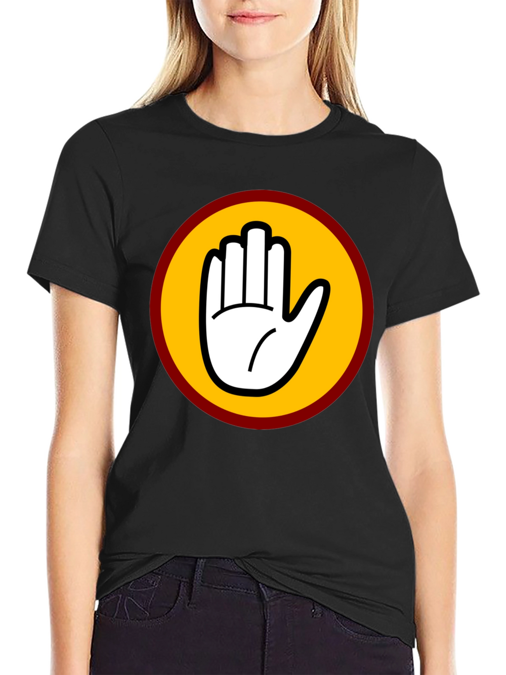 Black T-Shirt with Bold Hand Graphic