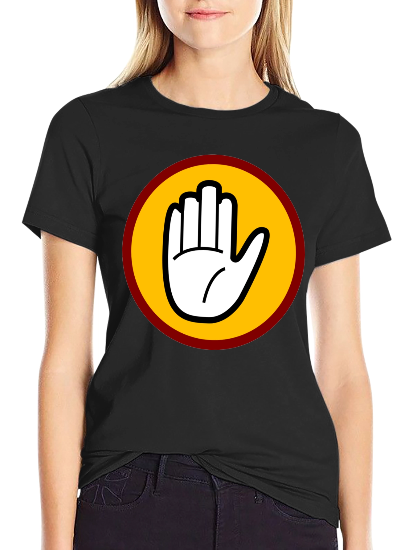 Black T-Shirt with Bold Hand Graphic