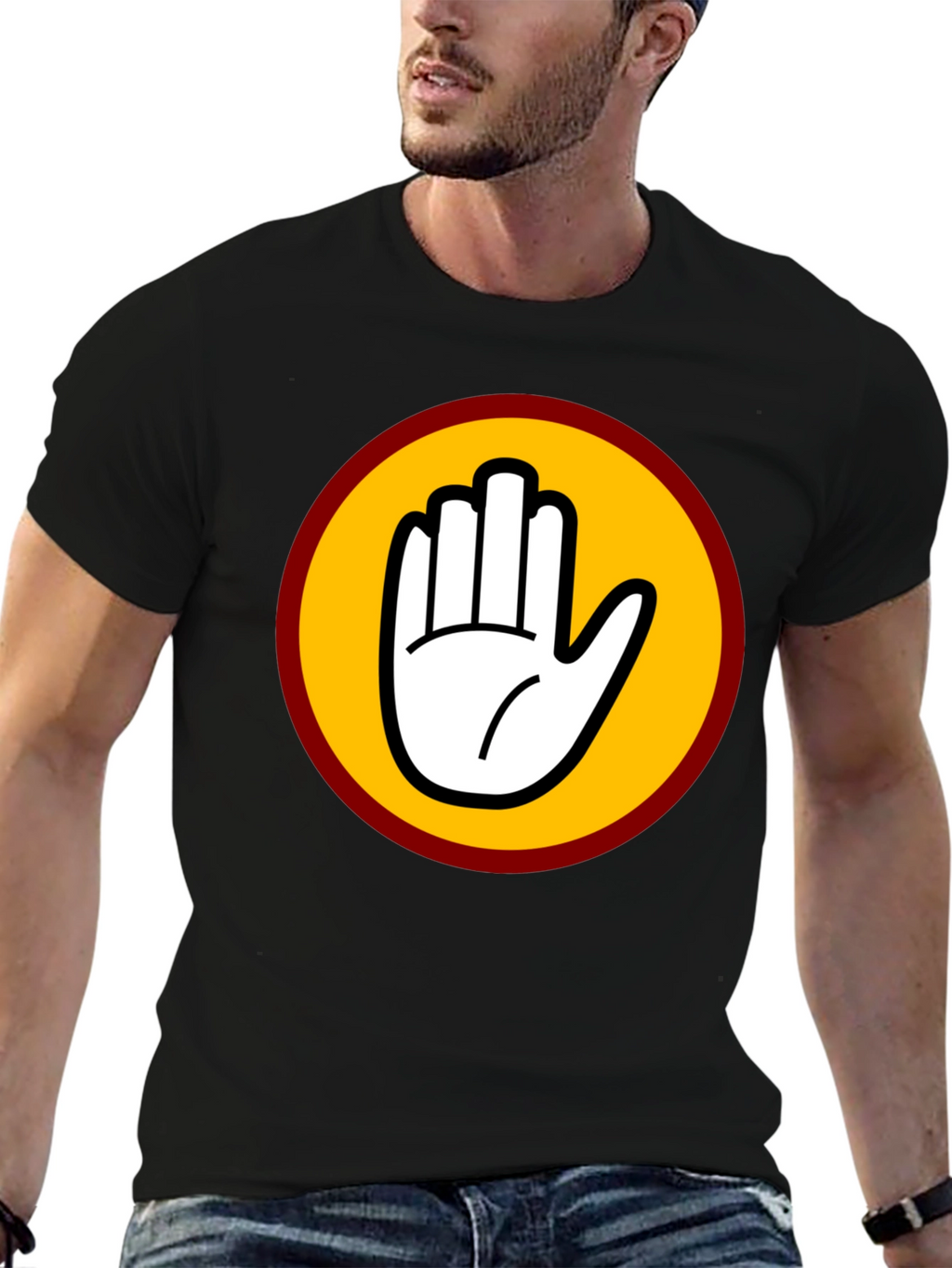 Black T-Shirt with Bold Hand Graphic