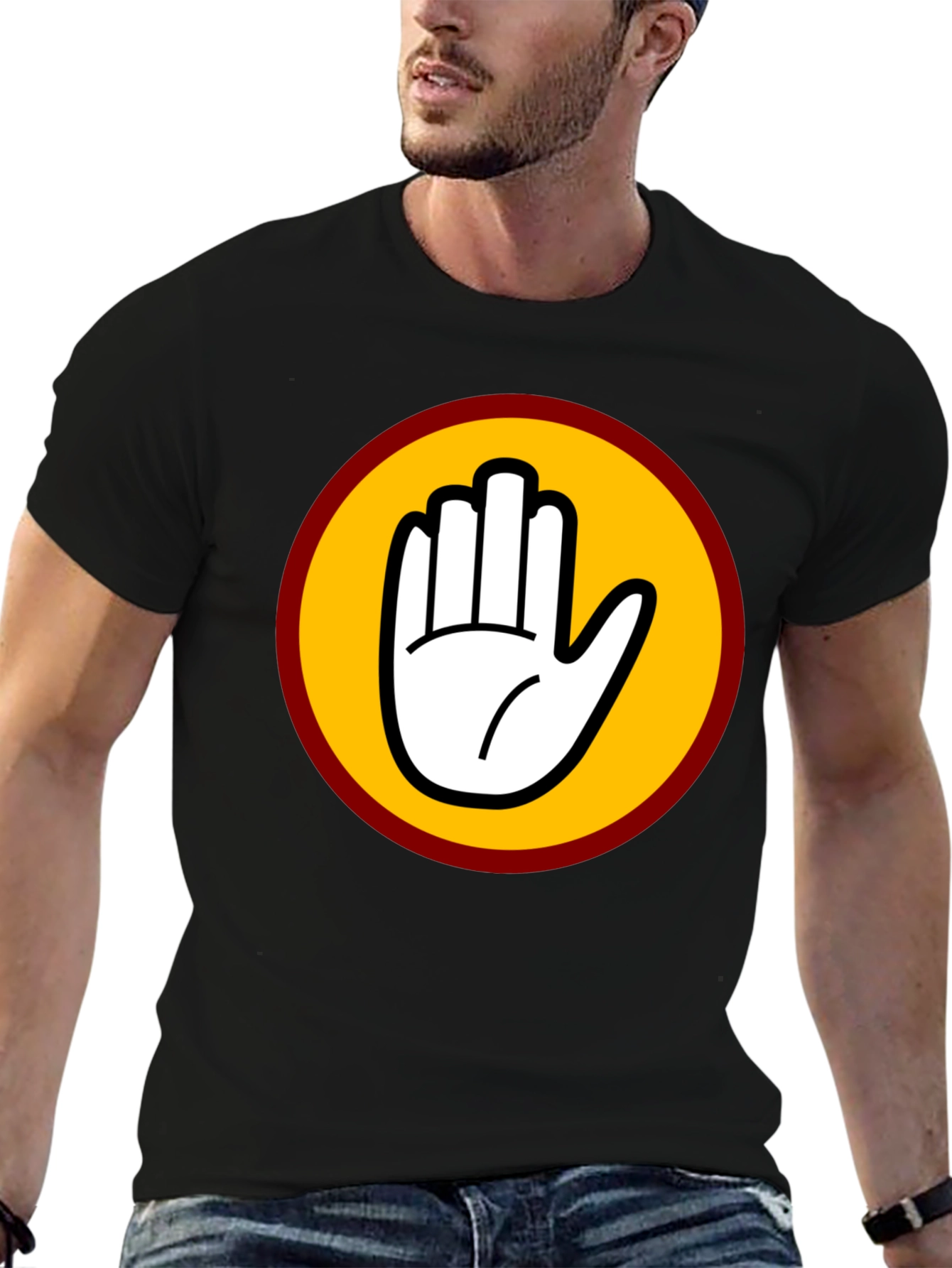 Black T-Shirt with Bold Hand Graphic