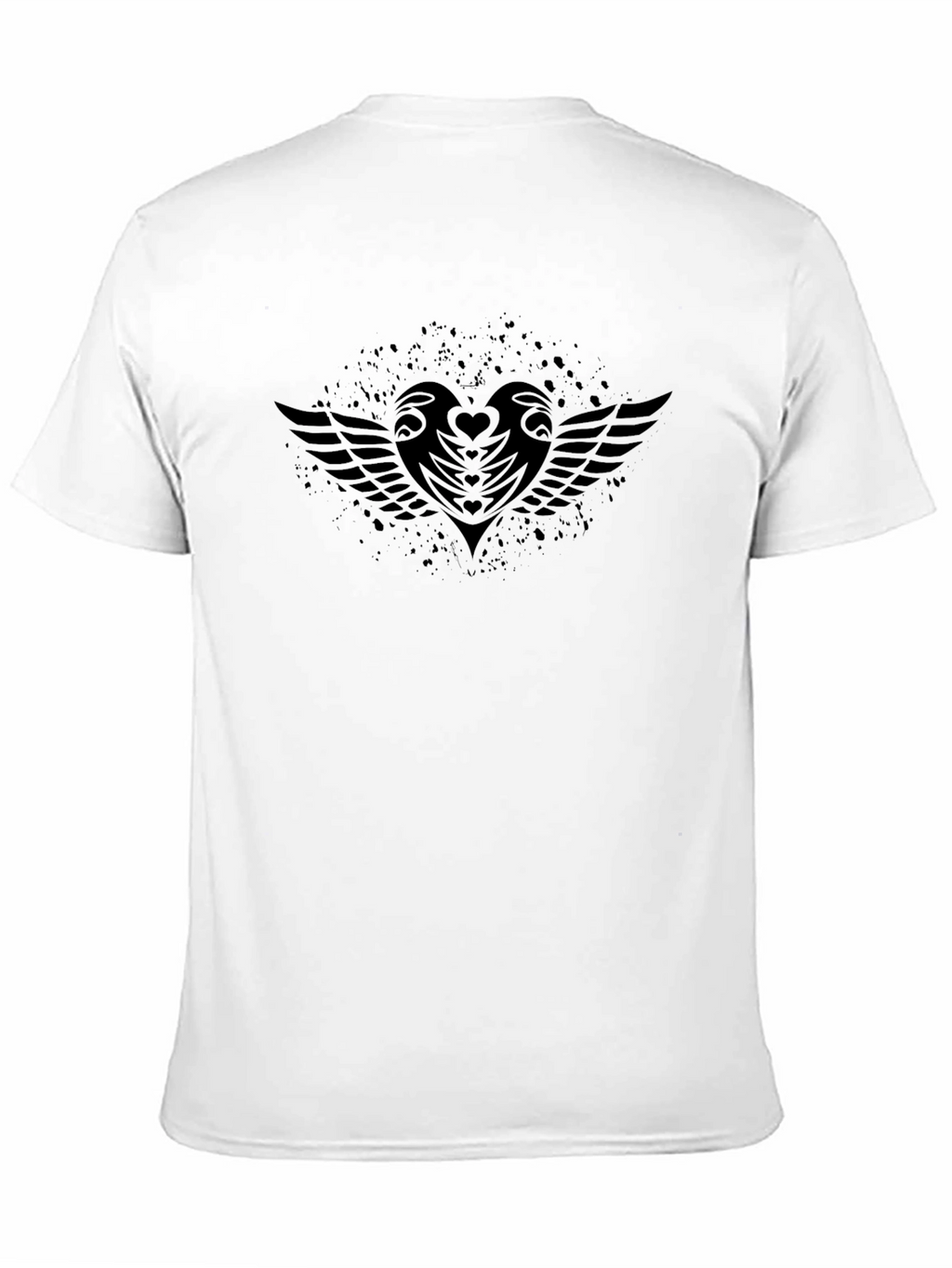 Black Graphic Tee - Heart and Wings
