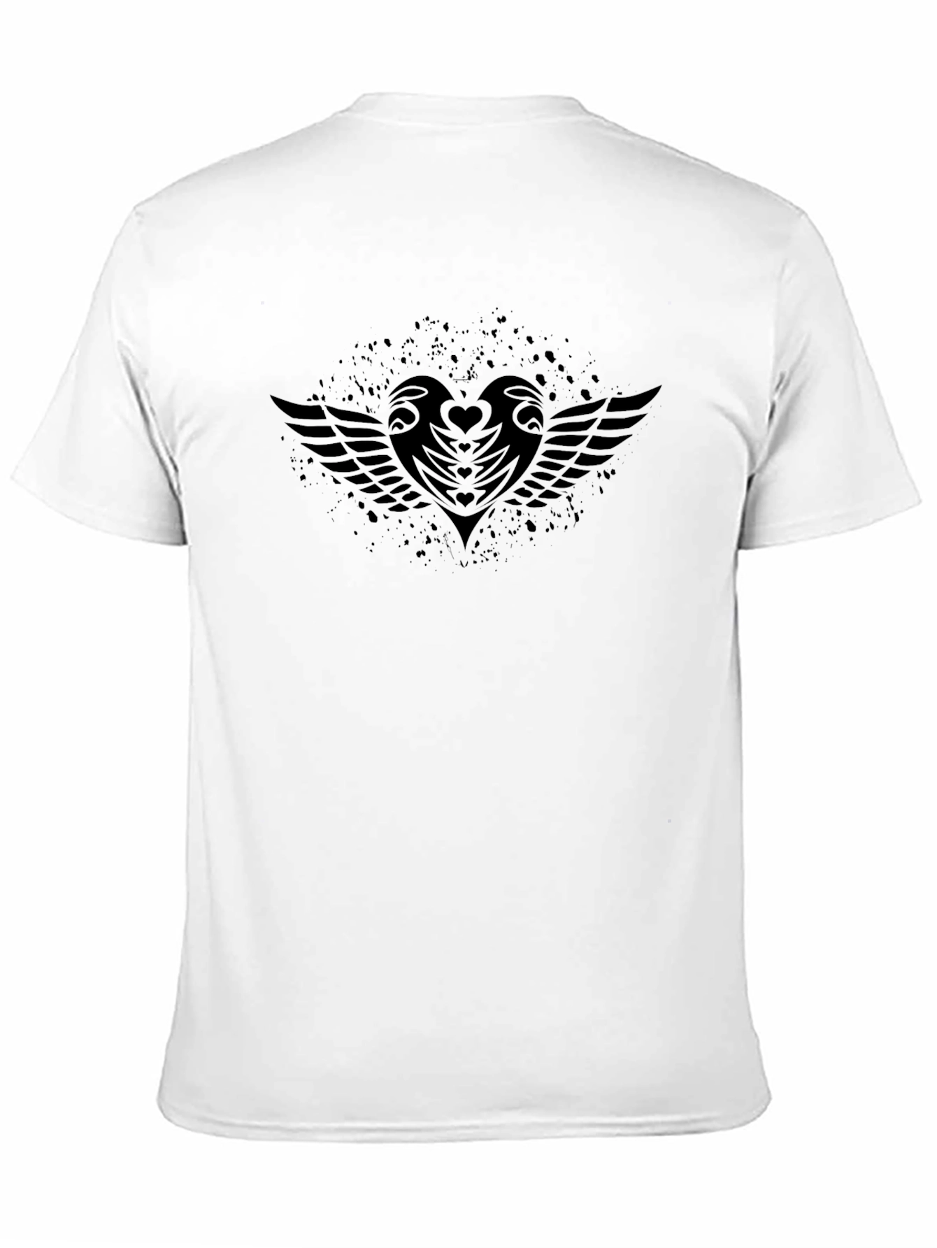 Black Graphic Tee - Heart and Wings