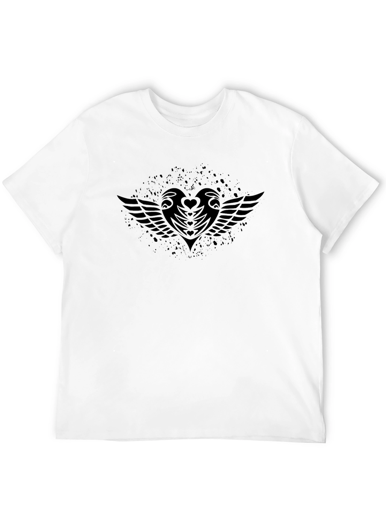 Black Graphic Tee - Heart and Wings