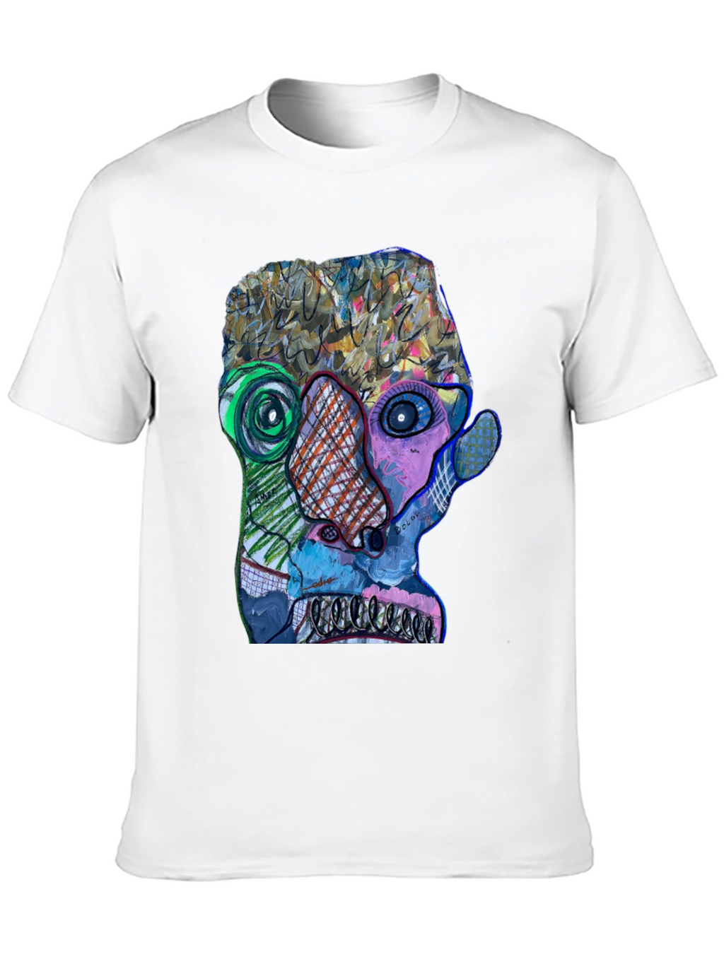 Abstract Art Face Graphic Print Black T-Shirt