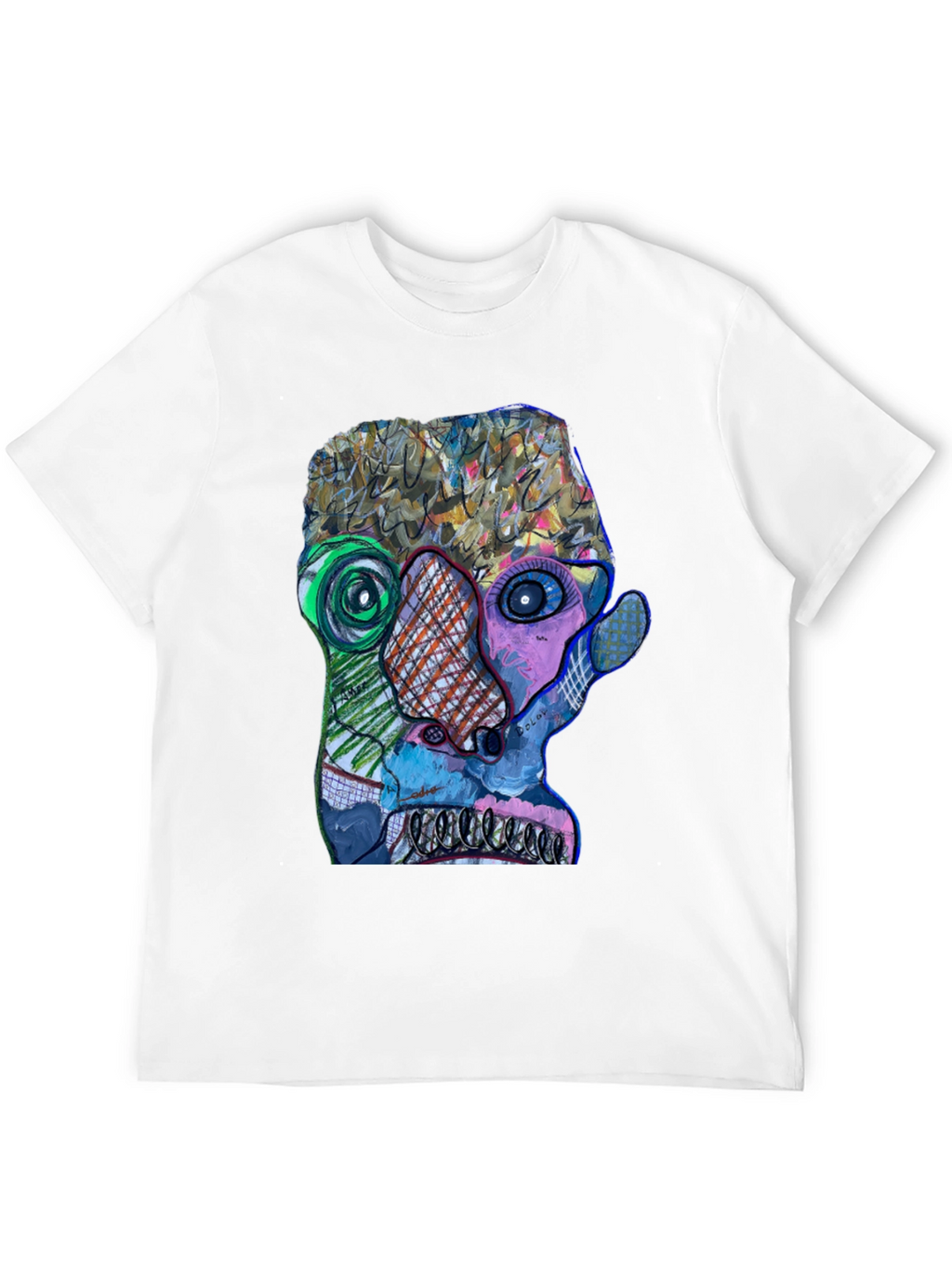 Abstract Art Face Graphic Print Black T-Shirt