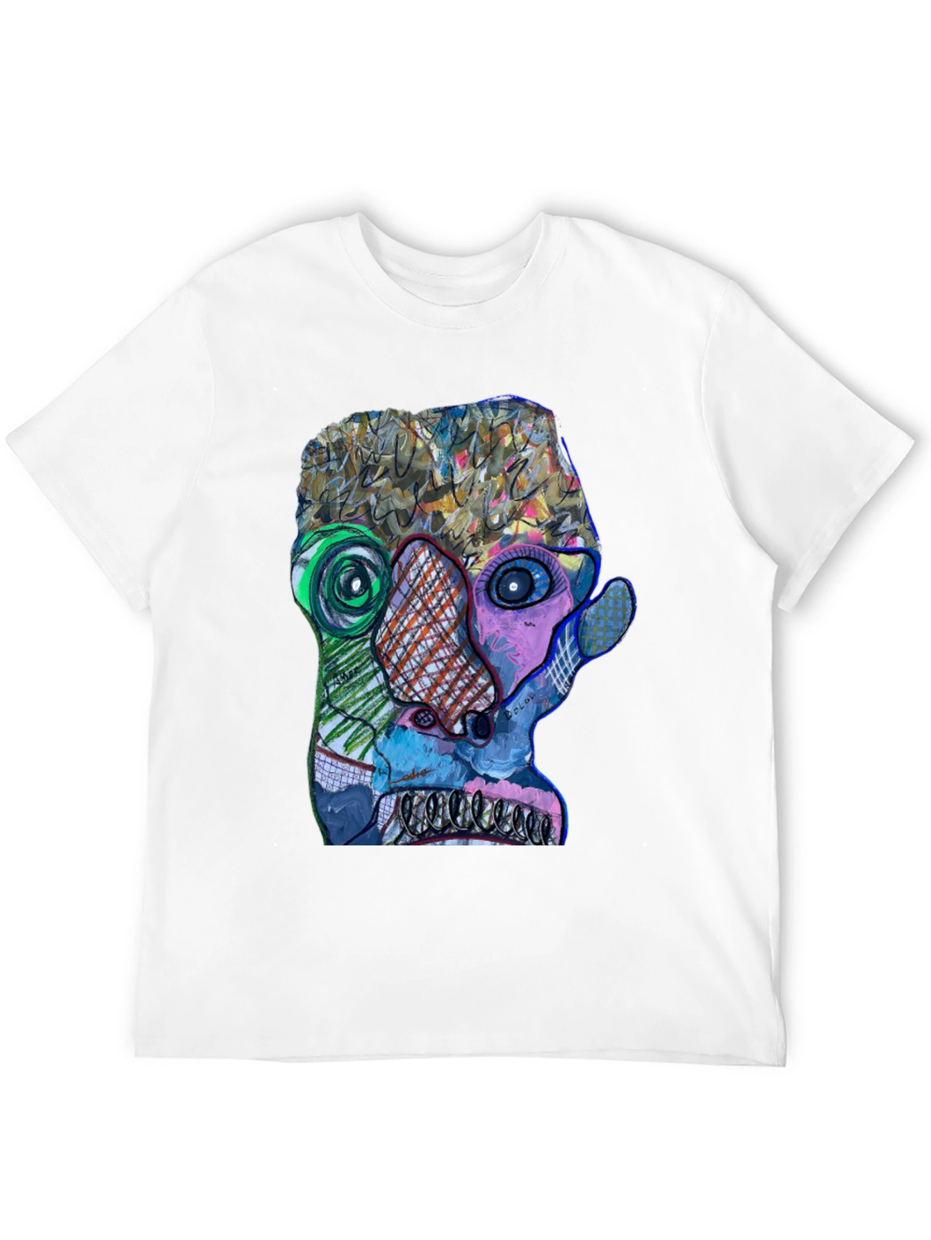 Abstract Art Face Graphic Print Black T-Shirt